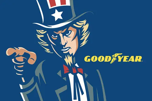 L'oncle Sam tire son chapeau à Goodyear pour son stand déployé sur le salon Norauto 2023
